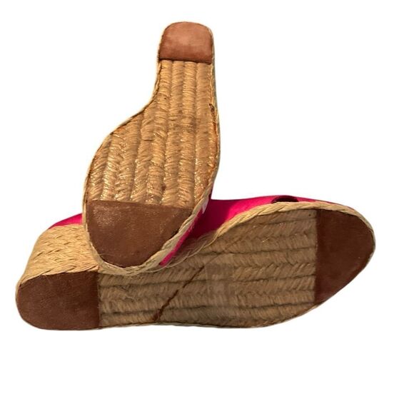 PINK FABRIC PEEP TOE WEDGE BY LAUREN RALPH LAUREN, Sz 9.5B - Picture 7 of 8